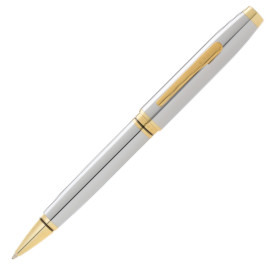 Cross Coventry Ballpoint Pen - Polished Chrome Gold Trim