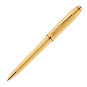 Cross Townsend Ballpoint Pen - 23KT Gold-plated Diamond Pattern with 23KT Gold-plated Trim