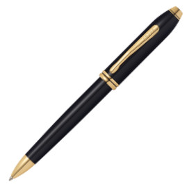 Cross Townsend Ballpoint Pen - Black Lacquer Gold Trim