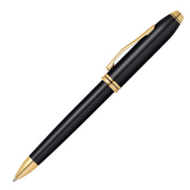 Cross Townsend Ballpoint Pen - Black Lacquer Gold Trim - Picture 1