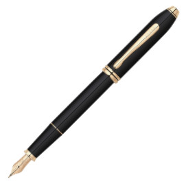 Cross Townsend Fountain Pen - Black Lacquer 23KT Gold Trim