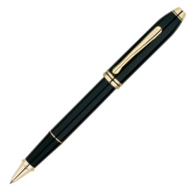 Cross Townsend Rollerball Pen - Black Lacquer Gold Trim