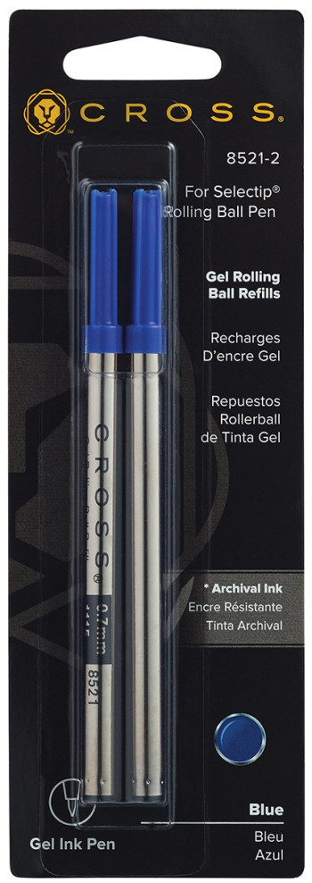 Cross Selectip Gel Rollerball Refill - Blue Medium	(Blister of  2)
