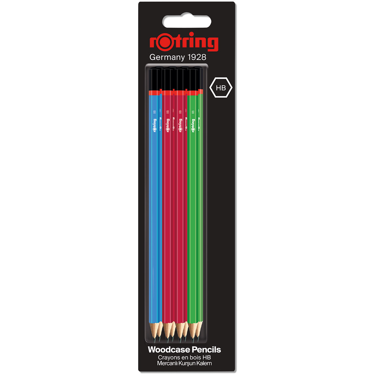 Rotring Woodcase pencil - Assorted Colours - HB (Blister of 8)