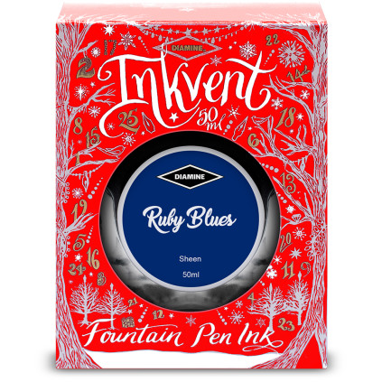 Diamine Inkvent Christmas Ink Bottle 50ml - Ruby Blues - Picture 2