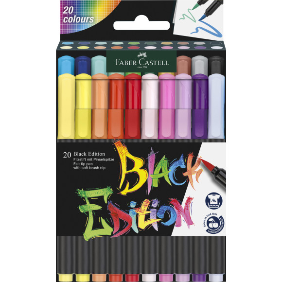Faber-Castell Black Edition Brush Pen - Box of 20