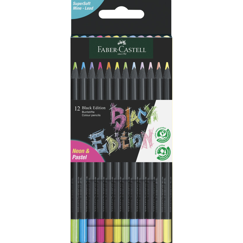 Faber-Castell Black Edition Colour Pencils - Neon + Pastel