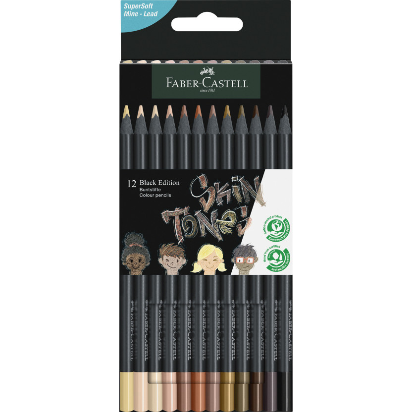 Faber-Castell Black Edition Colour Pencils - Skin Tones (Pack of 12)