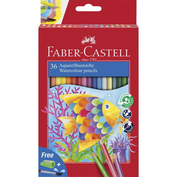 Faber-Castell Classic Watercolour Pencil + Brush - Box of 36