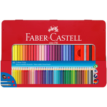 Faber-Castell Colour Grip Pencils - Assorted Colours (Tin of 48)
