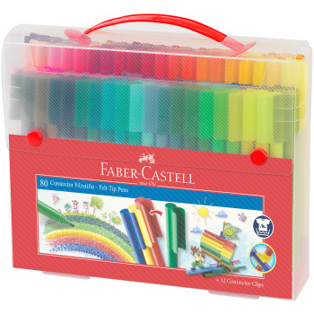 Faber-Castell Connector Fibre Tip Pens - Assorted Colours (Pack of 80)