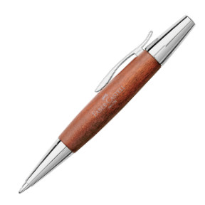 Faber-Castell e-motion Ballpoint Pen - Brown Wood and Chrome