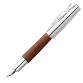 Faber-Castell e-motion Fountain Pen - Brown Wood and Chrome
