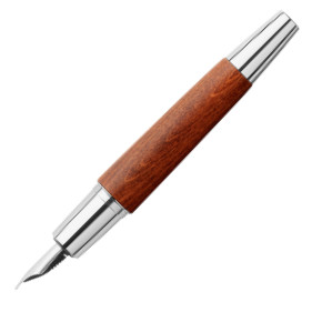Faber-Castell e-motion Fountain Pen - Brown Wood and Chrome - Picture 1