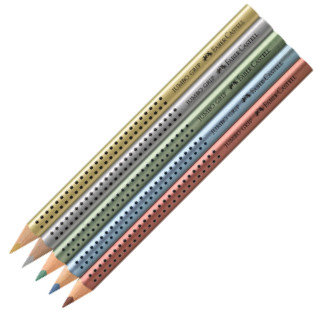 Faber-Castell Jumbo Grip Colouring Pencils - Assorted Metallic Colours (Pack of 5) - Picture 1