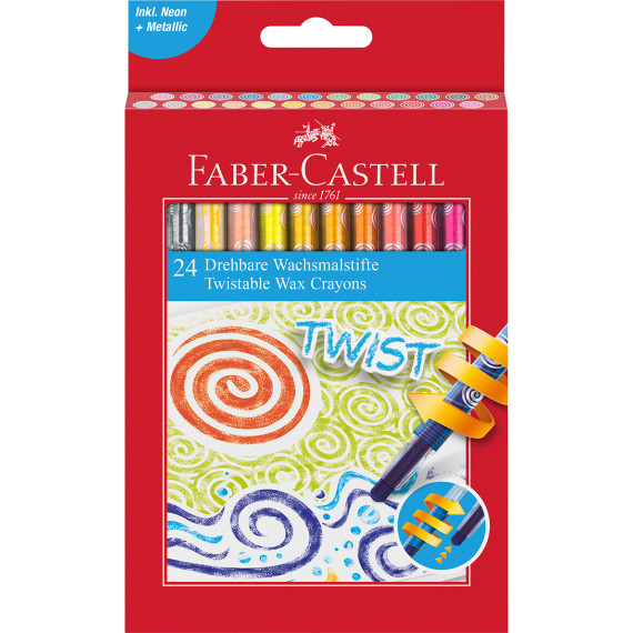 Faber-Castell Jumbo Twist Colouring Crayons - Assorted Colours (Pack of 24)