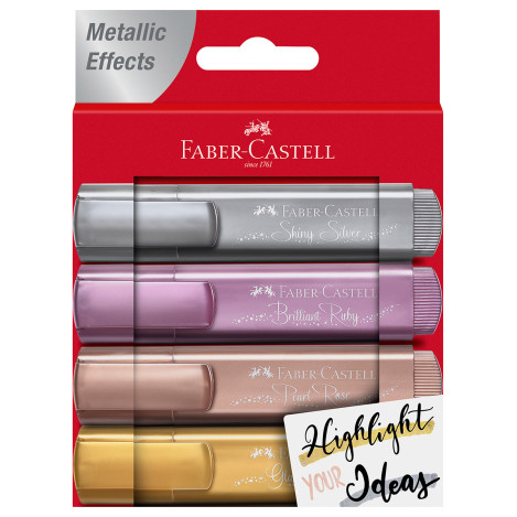 Faber-Castell Textliner 46 Metallic Highlighters - Assorted Colours (Wallet of 4)
