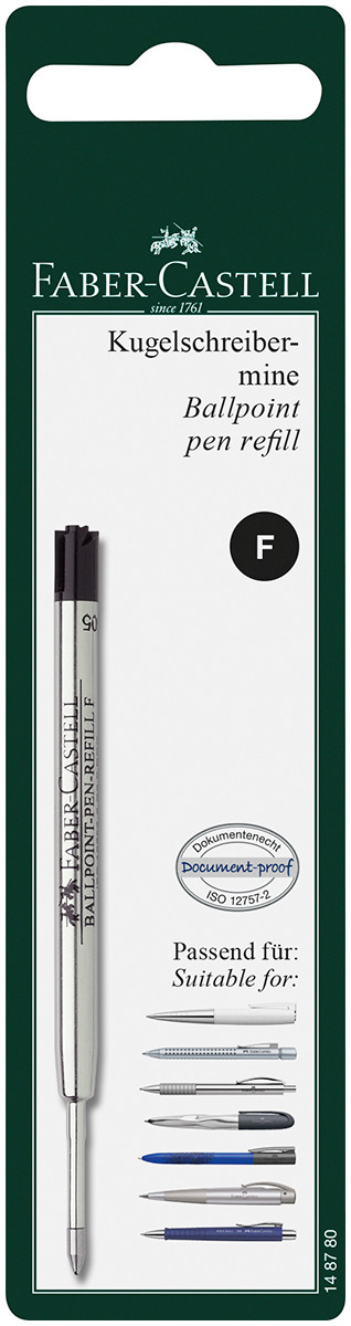 Faber-Castell Ballpoint Refill - Fine - Black (Blister Pack)