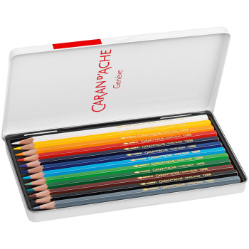 Caran d'Ache Fancolor Colouring Pencils - Assorted Colours (Tin of 12) - Picture 1