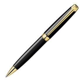 Caran d'Ache Léman Ballpoint Pen - Ebony Black Lacquer Gold Trim