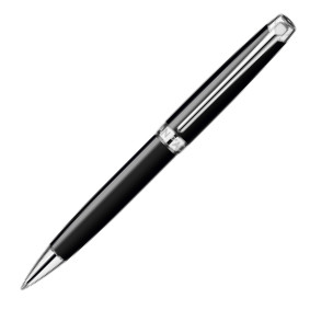 Caran d'Ache Léman Ballpoint Pen - Ebony Black Lacquer Rhodium Trim