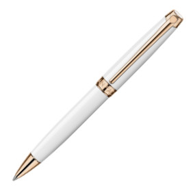 Caran d'Ache Léman Ballpoint Pen - White Lacquer Rose Gold Trim