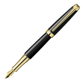 Caran d'Ache Léman Fountain Pen - Ebony Black Lacquer Gold Trim