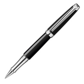 Caran d'Ache Léman Rollerball Pen - Ebony Black Lacquer Rhodium Trim