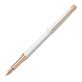 Caran d'Ache Léman Slim Fountain Pen - White Lacquer Rose Gold Trim