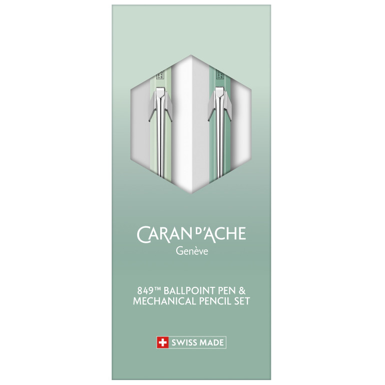 Caran d'Ache Special Edition 849 Ballpoint Pen & 844 Mechanical Pencil Set - 0.5mm - Misty Forest