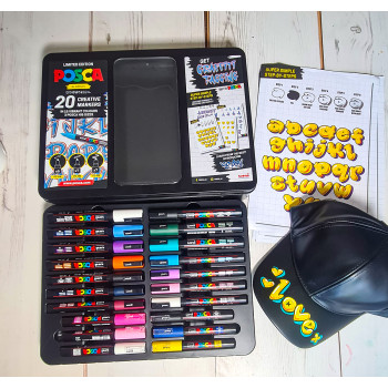 POSCA Graffiti Tag Paint Marker Set - Assorted Colours  - Tin of 20 (Limited Edition) - Picture 2