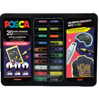 POSCA Groovy Colours Paint Marker Set - Assorted Colours - Case of 20 (Limited Edition)