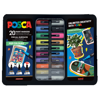 POSCA Pop Colours Paint Marker Set - Assorted Colours - Case of 20 (Limited Edition)