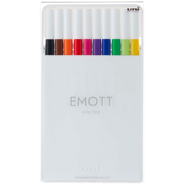 Uni-Ball PEM-SY Emott Fineliner Pens - Set No.1 (Pack of 10) - Picture 1