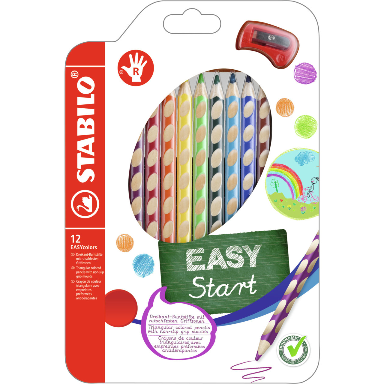 STABILO EASYcolors Colouring Pencil - RH - Wallet of 12 - Assorted Colours