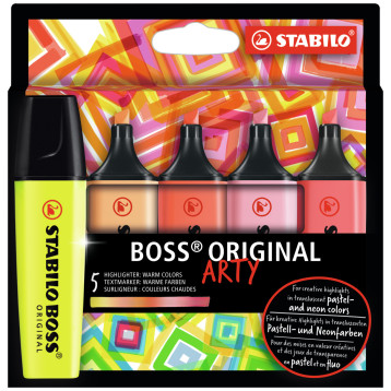STABILO BOSS ORIGINAL ARTY Highlighter - Wallet of 5 - Warm Colours