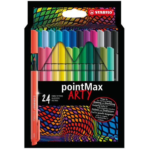 STABILO pointMax ARTY Nylon Tip Writing Pen - Wallet of 24 - Assorted Colours