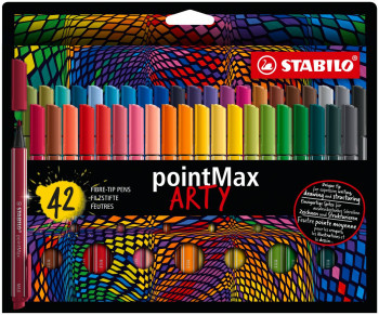 STABILO pointMax ARTY Nylon Tip Writing Pen - Wallet of 42 - Assorted Colours