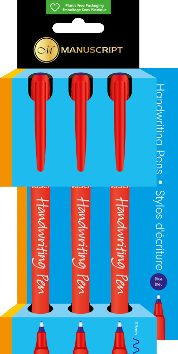 Manuscript Handwriting Pens - Blue (Triple Pack)