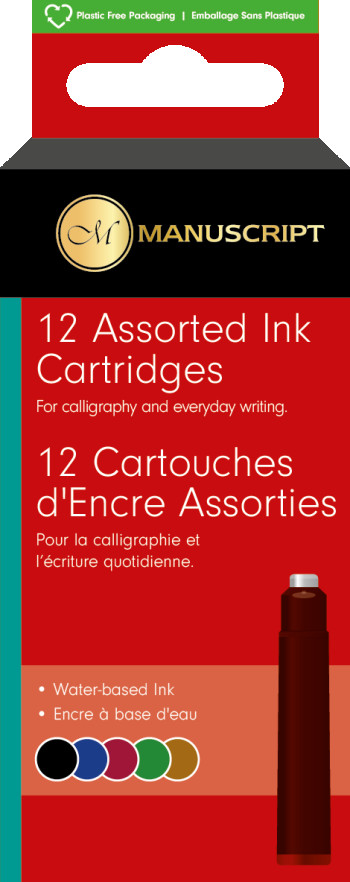 Manuscript Ink Cartridges - Assorted Colours (Pack of 12)
