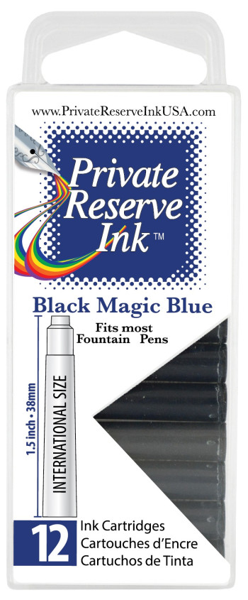 Private Reserve Ink Cartridges - Box of 12 - Black Magic Blue