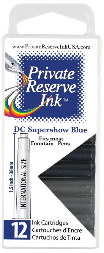 Private Reserve Ink Cartridges - Box of 12 - DC Supershow Blue