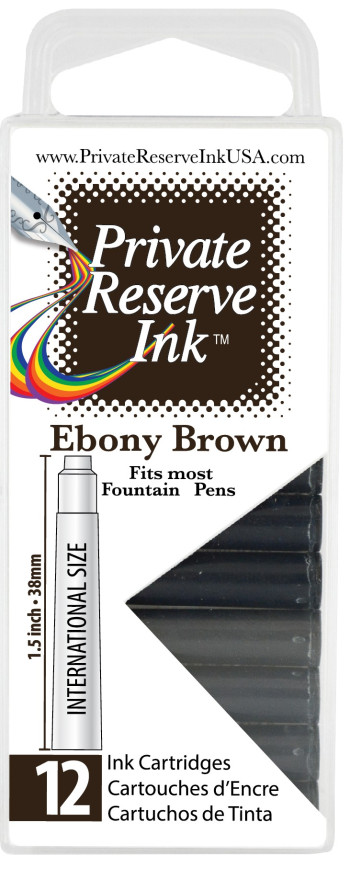 Private Reserve Ink Cartridges - Box of 12 - Ebony Brown