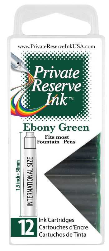 Private Reserve Ink Cartridges - Box of 12 - Ebony Green