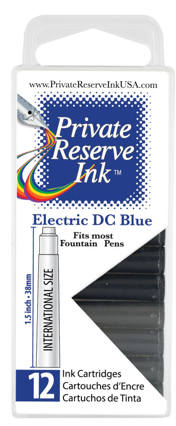 Private Reserve Ink Cartridges - Box of 12 - Electric DC Blue