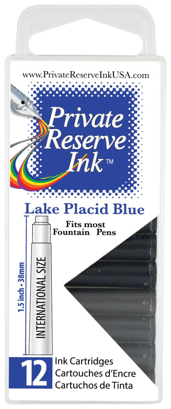Private Reserve Ink Cartridges - Box of 12 - Lake Placid Blue