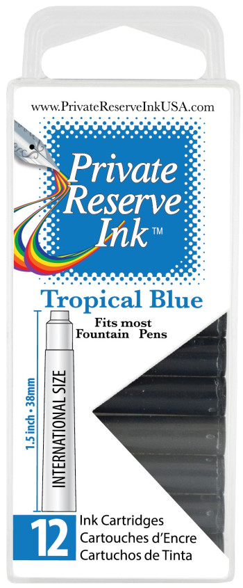 Private Reserve Ink Cartridges - Box of 12 - Tropical Blue