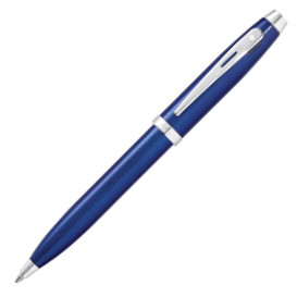Sheaffer 100 Ballpoint Pen - Blue Lacquer Chrome Trim