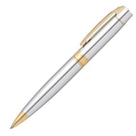 Sheaffer 300 Ballpoint Pen Gift Set - Bright Chrome Gold Trim with Table Clock - Picture 2