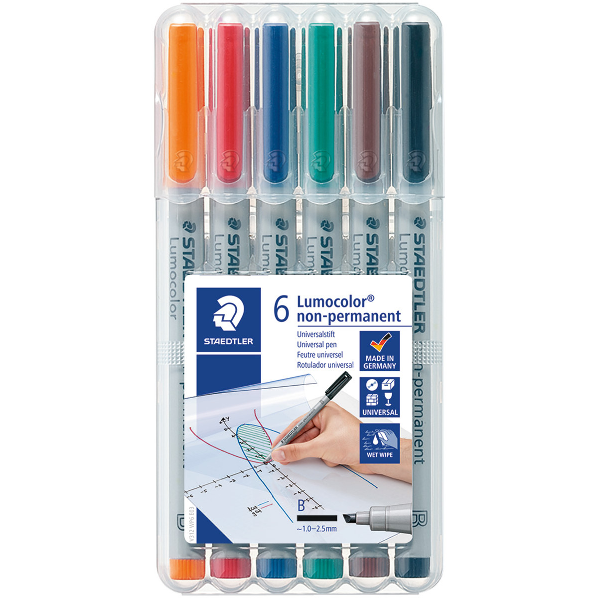 Staedtler Lumocolor Nonpermanent Pen - Broad - Assorted Colours (Pack of 6)